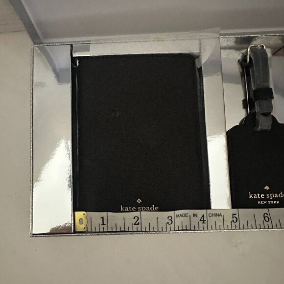 Kate Spade Passport Holder & Luggage Tag Black Glitter - Picture 5 of 8